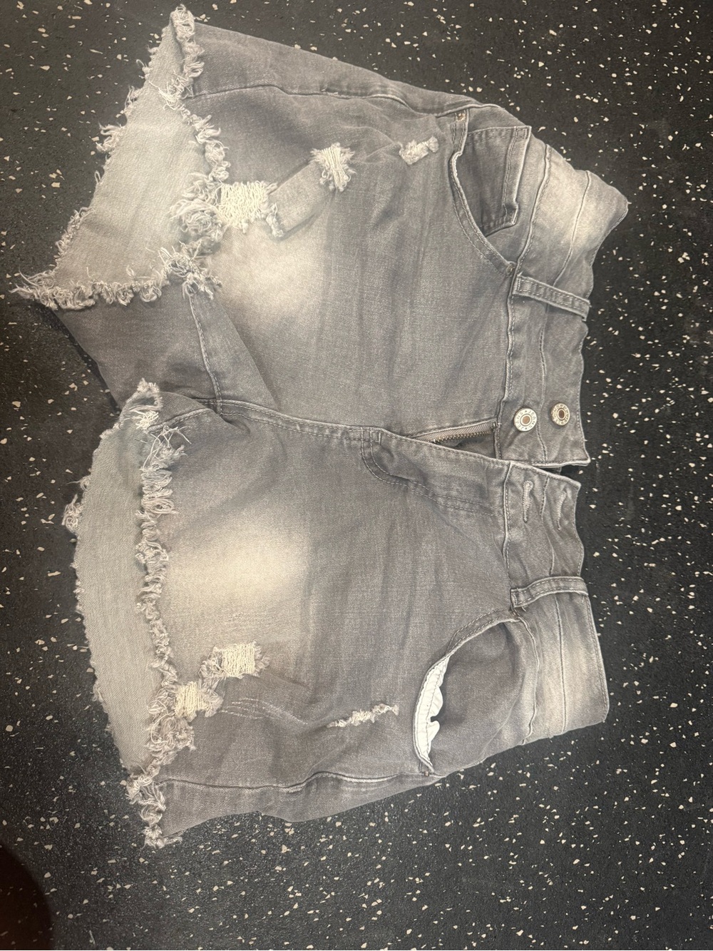 Women's Distressed Gray Jean Shorts